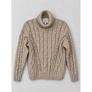 Bohme Chunky Braided Cable Knit Cowl Neck Sweater XS Cozy Scandi Soft Girl New